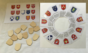 S9A -13 shields with symbols for the apostles, 12 shield control cards - Kit